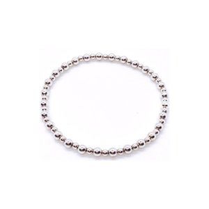 Sterling Silver Stretch Bracelet Alternating Beads 3mm & 4mm